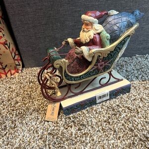 Jim Shore Santa in Sleigh" Ready For a Journey Around the World"